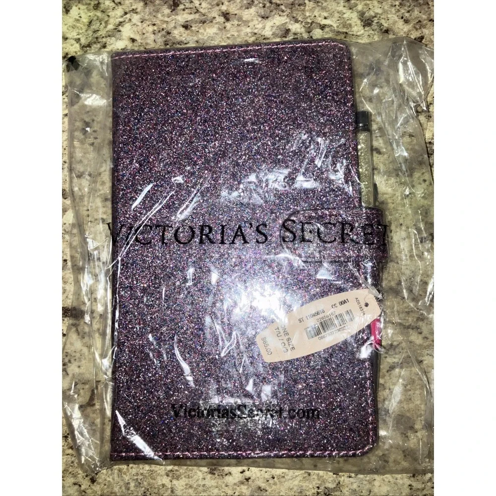 Victoria's Secret Limited‎ Edition Purple Glitter Notebook Journal Crystal Pen